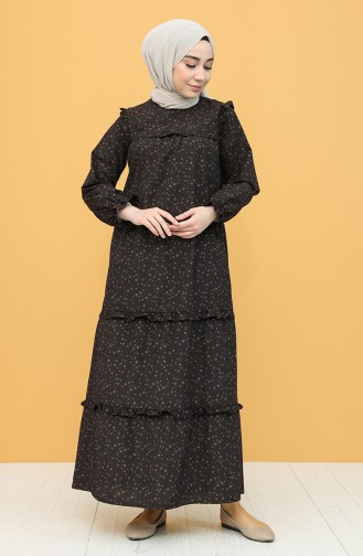 Dark Brown Hijab Dress 21Y8306B-02
