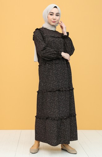 Dark Brown Hijab Dress 21Y8306B-02