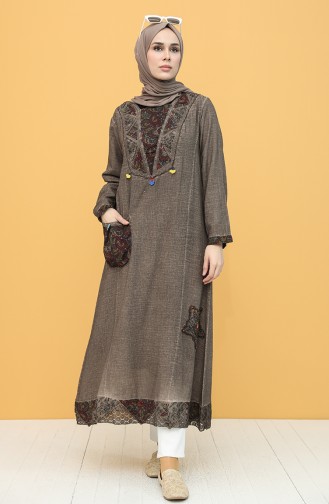 Şile Bezi Uzun Tunik 92204-05 Koyu Vizon