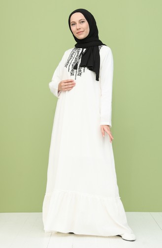Ecru Hijab Dress 22213-04