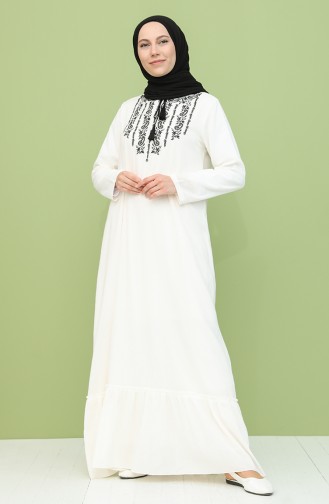 Ecru Hijab Dress 22213-04