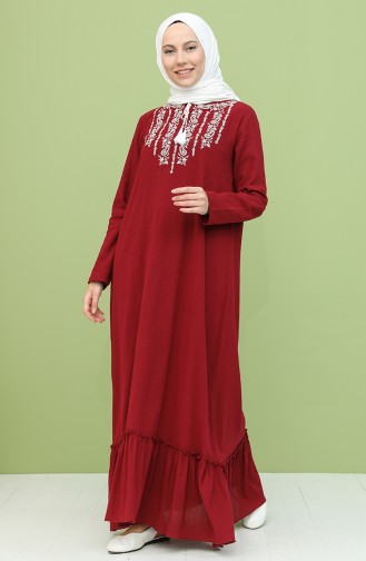 Claret Red Hijab Dress 22213-05