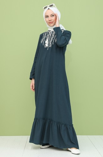 Petrol Hijab Dress 22213-08