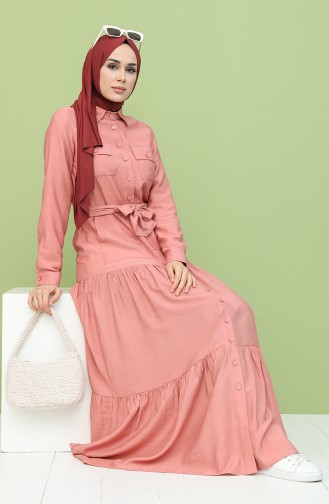 Robe Hijab Rose Pâle 8301-01