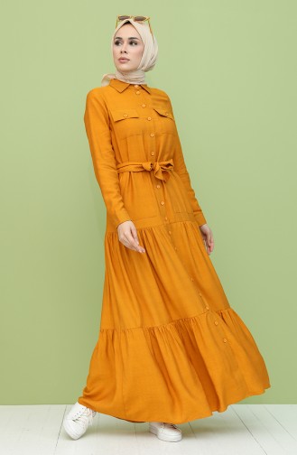 Mustard Hijab Dress 8301-02