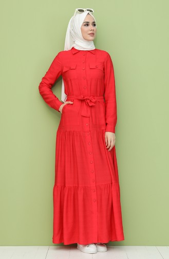 Coral Hijab Dress 8301-05