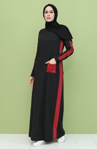 Weinrot Hijab Kleider 3262-01