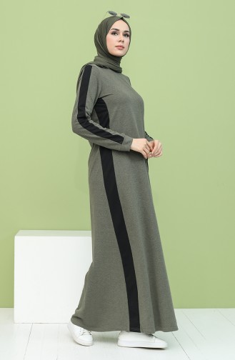 Khaki Hijab Kleider 3262-02