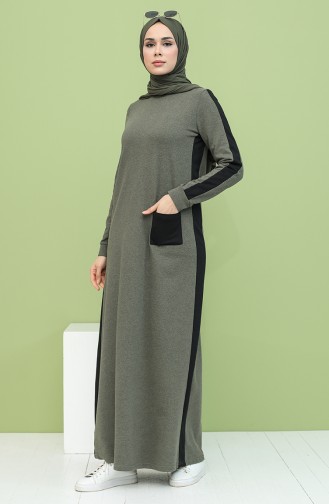 Khaki Hijab Kleider 3262-02