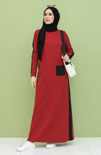 Claret Red Hijab Dress 3262-03