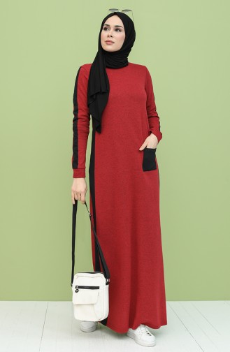 Claret Red Hijab Dress 3262-03