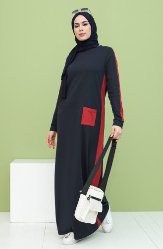 Dunkelblau Hijab Kleider 3262-04