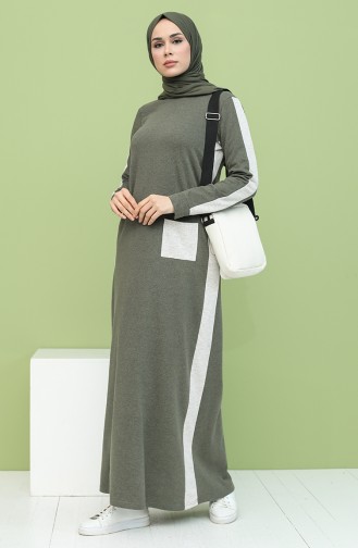 Khaki Hijab Dress 3262-06