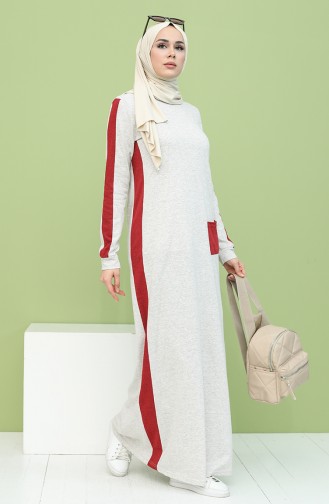 Beige Hijab Dress 3262-07