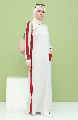 Beige Hijab Kleider 3262-07