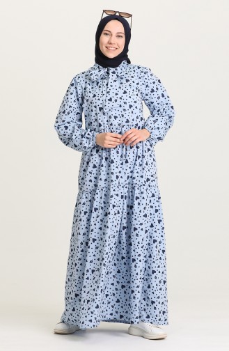 Ice Blue Hijab Dress 1443-04
