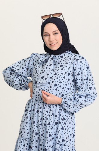 Ice Blue Hijab Dress 1443-04