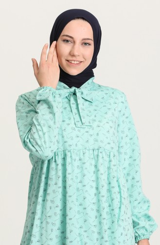 Wassergrün Hijab Kleider 1447-08