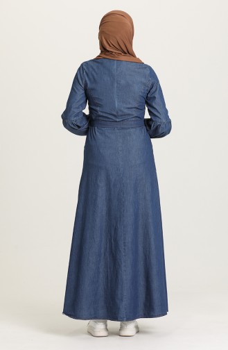 Navy Blue Hijab Dress 6195-01