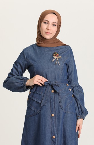 Navy Blue Hijab Dress 6195-01