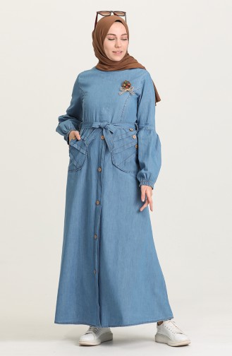 Robe Hijab Bleu Jean 6195-02