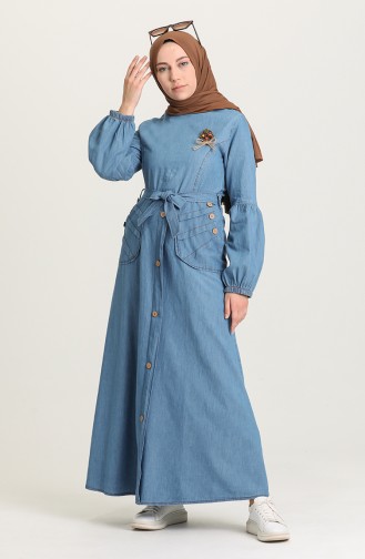 Robe Hijab Bleu Jean 6195-02