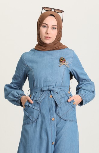 Jeansblau Hijab Kleider 6195-02