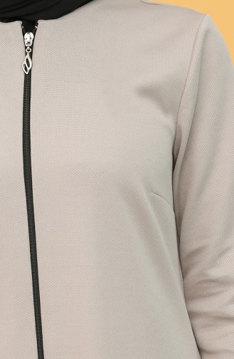 Kolu Lastikli Fermuarlı Ferace 3058-06 Taş