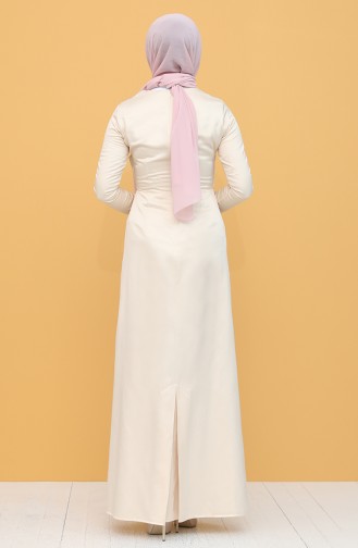 Naturfarbe Hijab-Abendkleider 7282-01