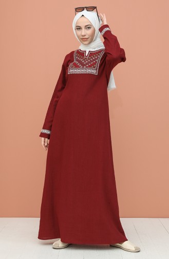 Claret Red Hijab Dress 5353-01