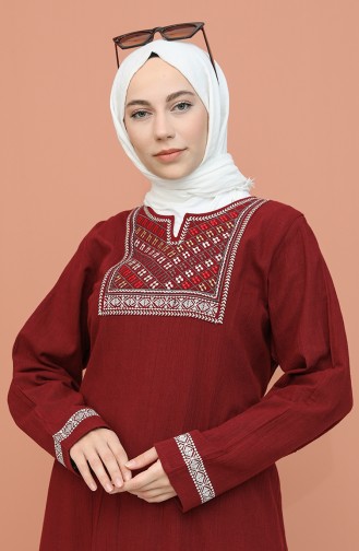 Claret Red Hijab Dress 5353-01