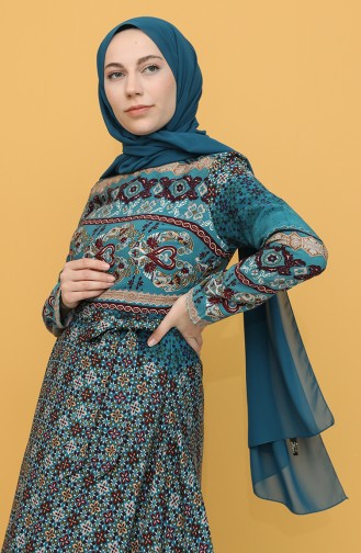Petroleum Hijab Kleider 20Y3034303-04