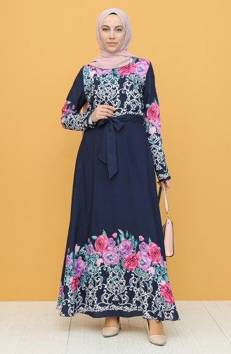 Navy Blue Hijab Dress 20Y3034303P-08