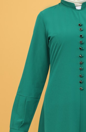Likralı Krep Elbise 2537-02 Zümrüt Yeşili