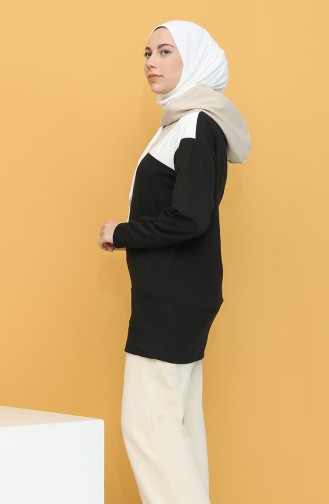 Kapüşonlu Sweatshirt 5076-02 Siyah Taş