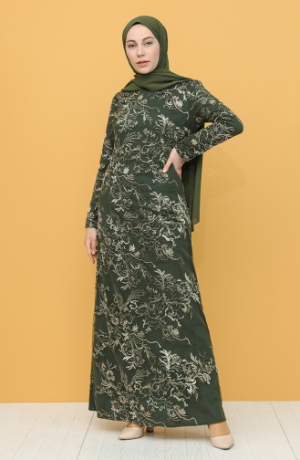 Emerald Green Hijab Dress 7283-02