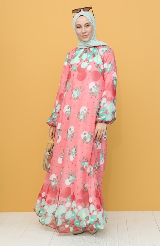 Coral Hijab Dress 7290-03