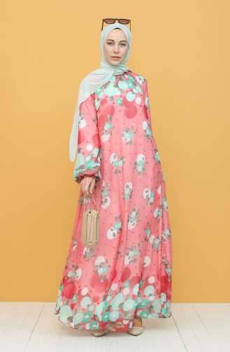 Coral Hijab Dress 7290-03