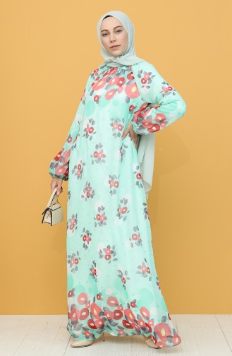 Mint Green Hijab Dress 7290-04