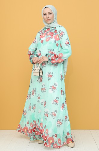 Mint green İslamitische Jurk 7290-04