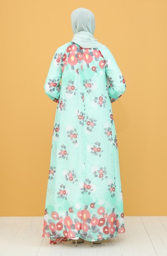 Mint Green Hijab Dress 7290-04