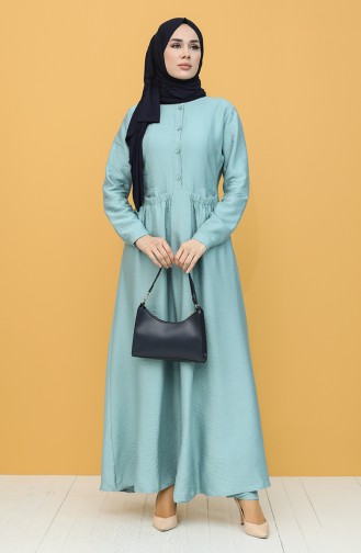 Minzenblau Hijab Kleider 8300-01