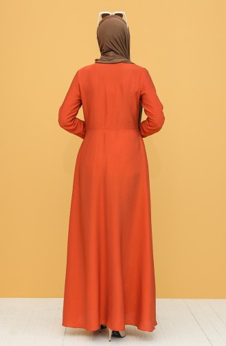 Ziegelrot Hijab Kleider 8300-02