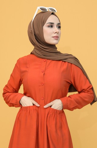 Ziegelrot Hijab Kleider 8300-02