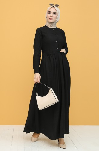 Schwarz Hijab Kleider 8300-04