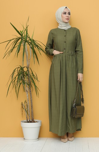 Khaki Hijab Dress 8300-06