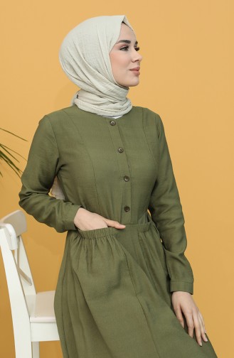 Khaki Hijab Dress 8300-06