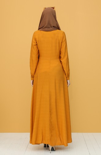 Senf Hijab Kleider 8300-07