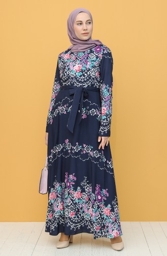 Navy Blue Hijab Dress 20Y3034303P-09
