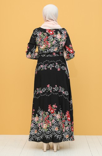 Desenli Kuşaklı Elbise 20Y3034303E-02 Siyah